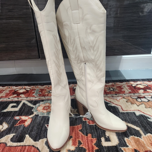 Altar'd State Shoes - Altar'd State Cream Heeled Western Boots